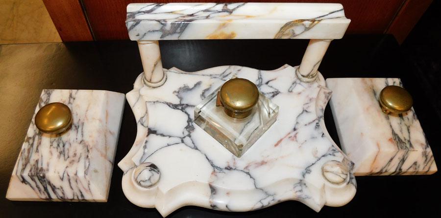 3 Pc Marble & Brass Desk Set (1 of 1)