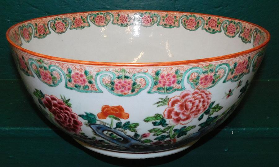 Oriental Paint Decorated Punch Bowl (1 of 6)