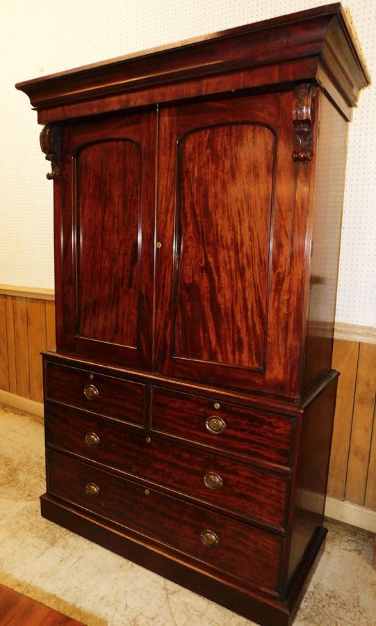 19th C Mahogany Linen Press W/ Original Trays: 19th C Mahogany Linen Press W/ Original Trays. 55" W 25" D 84 3/4" H