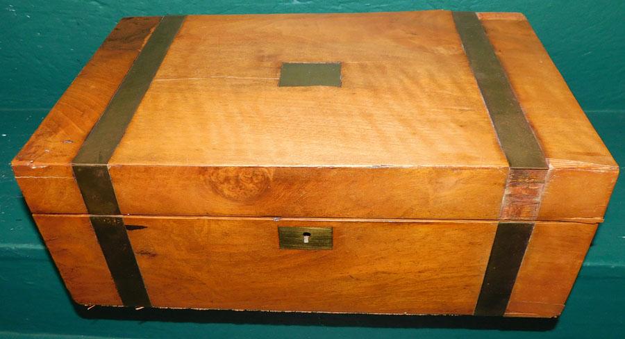 Antique Brass Bound Walnut Lap Desk (1 of 4)