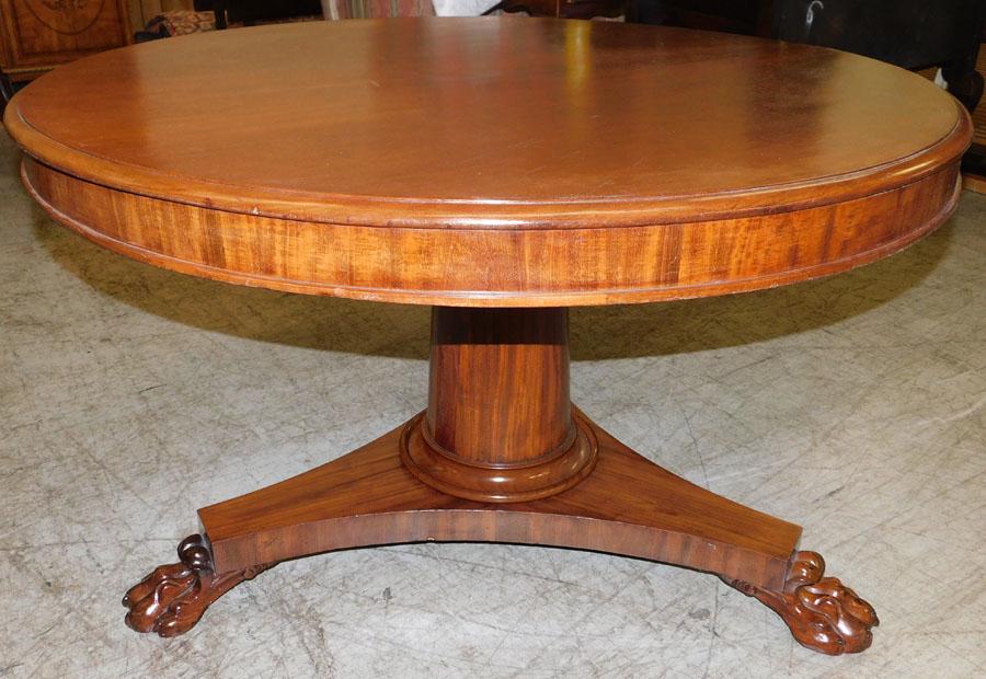 19th C Mahogany Empire Center Table W/ Claw Feet (1 of 3)