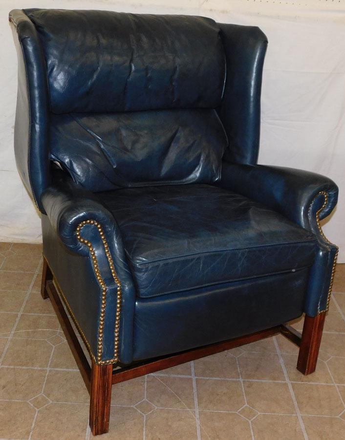 Leather Wing Chair Recliner: Leather Wing Chair Recliner. 40" H