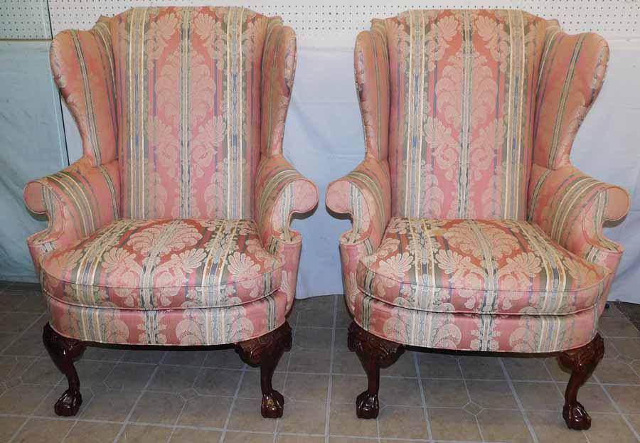 Pair Wing Chairs W/ Claw Feet By Southwood (1 of 6)