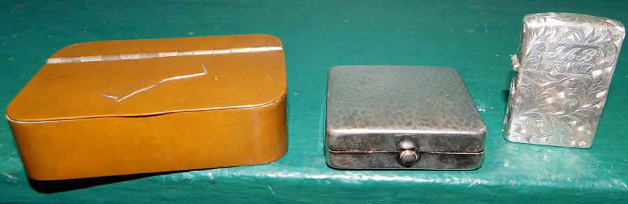 Sterling Lighter- SP Pill Box -- Copper Pill Box: Sterling Lighter- SP Pill Box -- Copper Pill Box. 3 1/2" X 2 1/2" - Largest