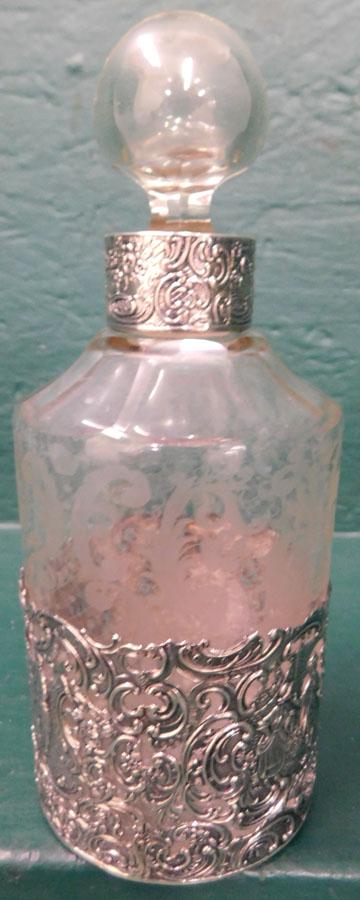 Marked Sterling Overlay Etched Glass Decanter (1 of 2)