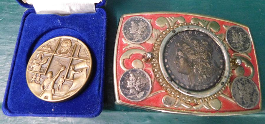 1884 Morgan Dollar & Mercury Dimes Belt Buckle Bronze (1 of 5)