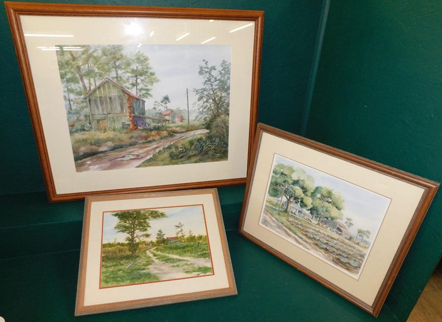 Three Framed Watercolors - Signed (1 of 9)