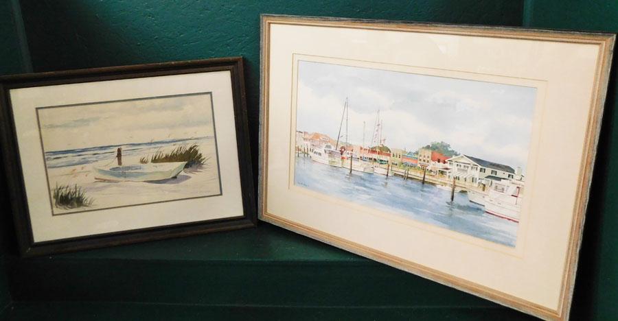 Two Framed Watercolors Of Boat Docks - Signed (1 of 8)