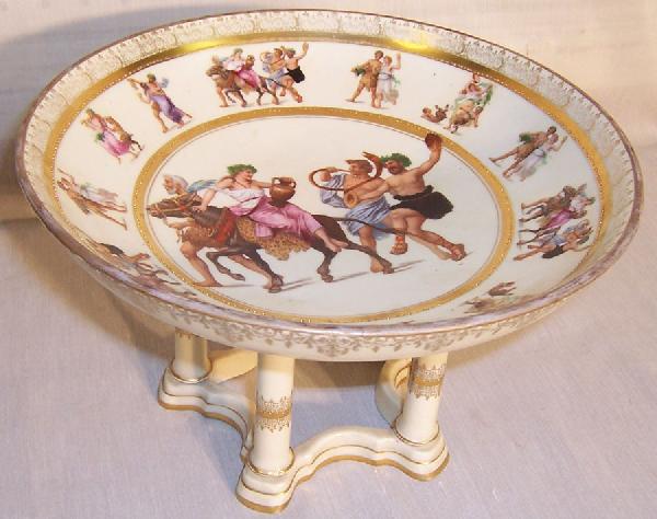 Royal Vienna compote with column base : Royal Vienna compote with column base (10 1/4" round, 7" tall)