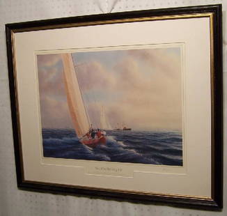 Ships print "Americas' Cup" Signed Tim Thompson.: Ships print "Americas' Cup" Signed Tim Thompson. 32 1/2" x 26 1/2".