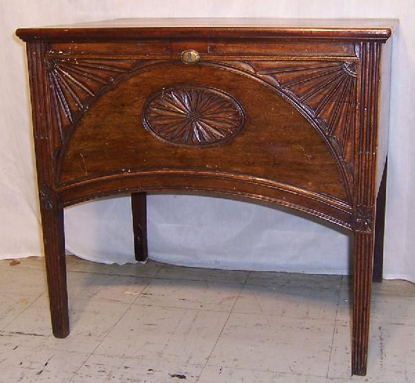 Mahogany carved front cellaret. : Mahogany carved front cellaret. 26" wide x 18 1/2" deep x 24' tall.
