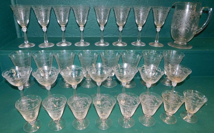 32 Pc Fostoria " Romance" Stemware (1 of 6)