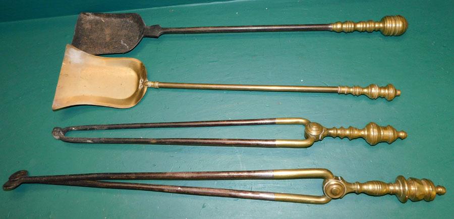 19th C Brass & Iron Fire Tools (1 of 2)