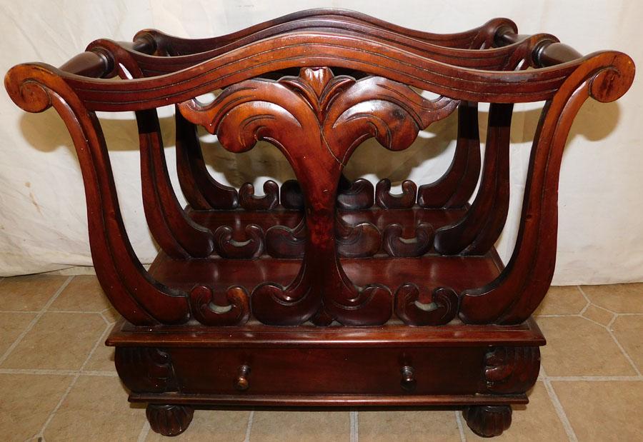 Mahogany Carved Canterbury: Mahogany Carved Canterbury. 22 1/2" W 15" D 21" H