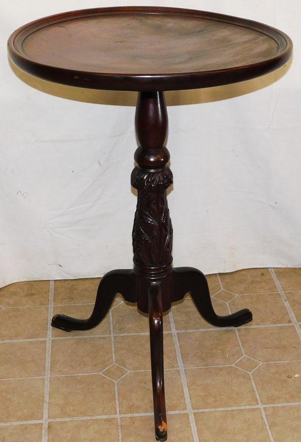 Mahogany Carved Dish Top Candle Stand (1 of 3)