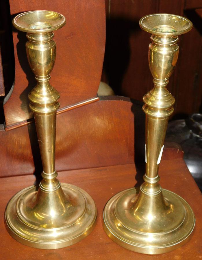 Pair Antique Round Base Candlesticks (1 of 2)