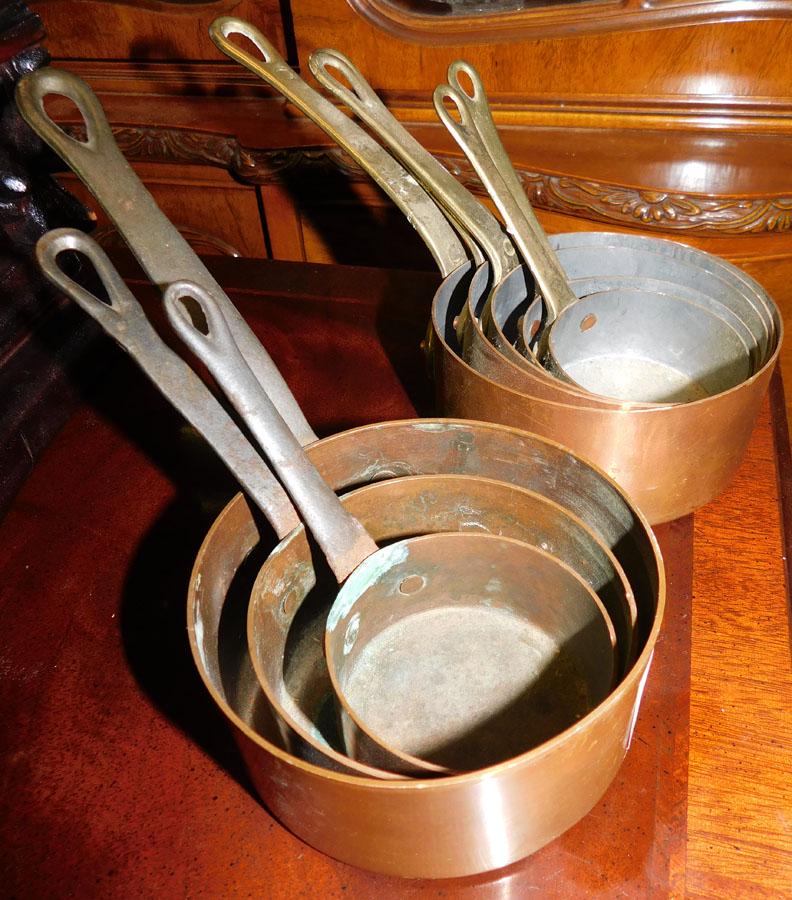 Two Sets Miniature Copper Pots (1 of 4)