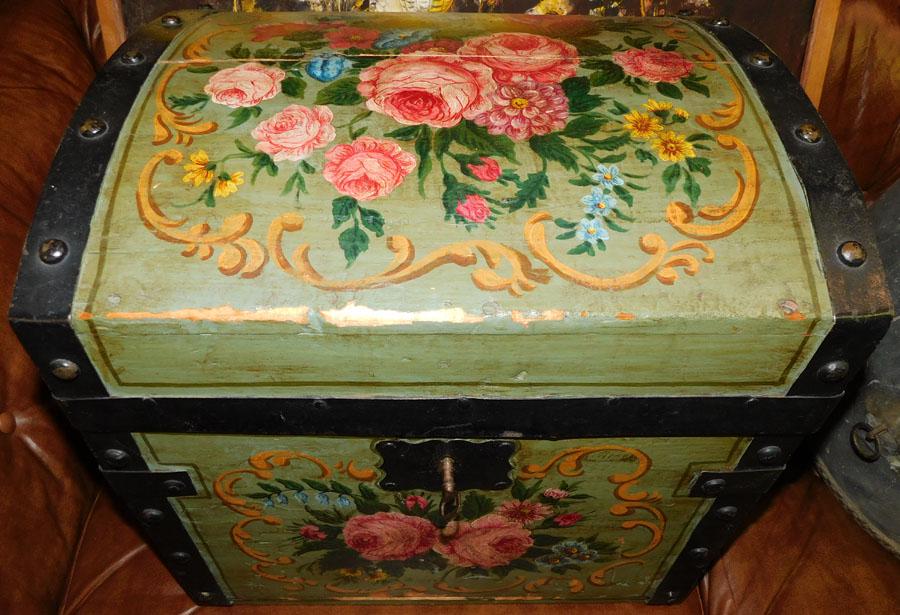 Paint Decorated Metal Bound Trunk (1 of 4)