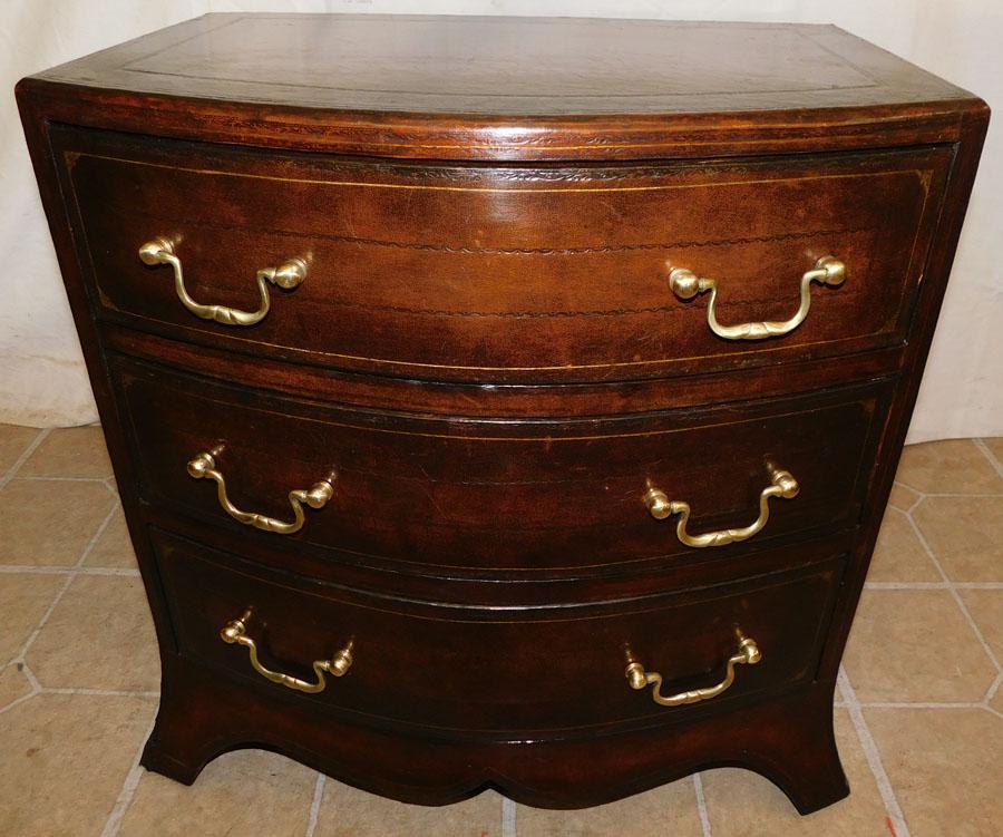 Tooled Leather 3 Dr. Miniature Chest by Maitland Smith (1 of 11)