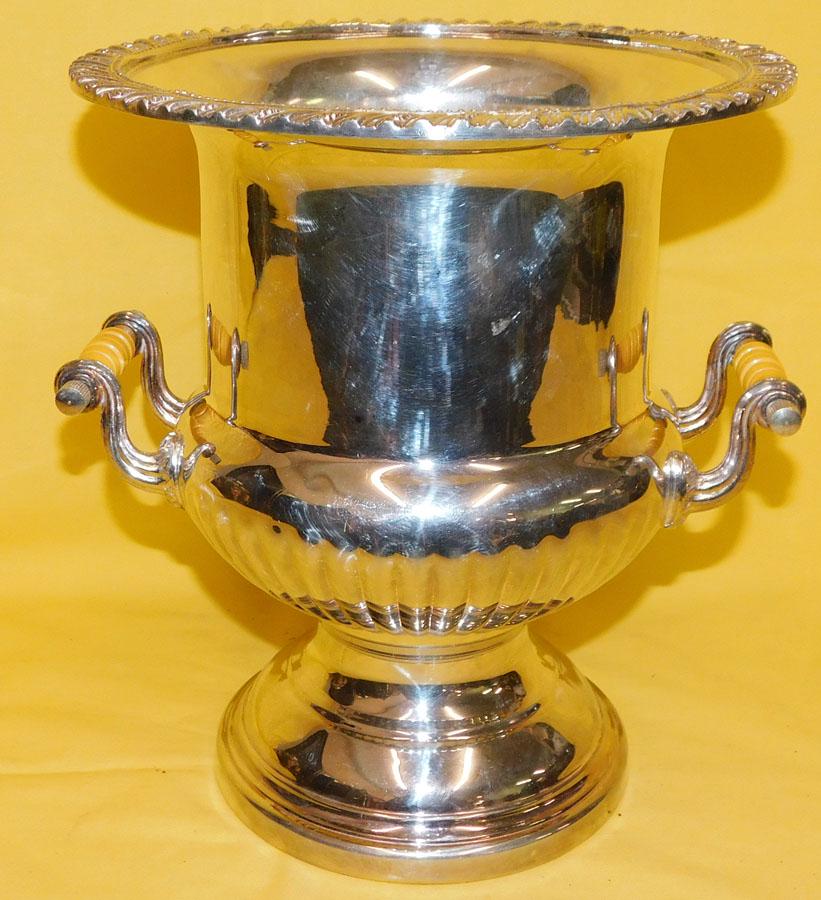 Silver Plate Wine Cooler: Silver Plate Wine Cooler. 10" H