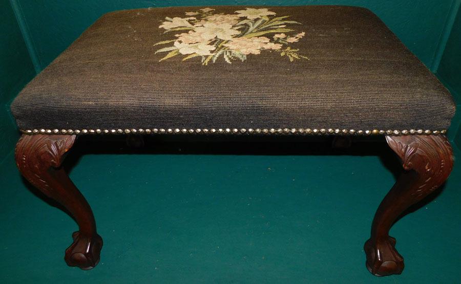 Mahogany Carved NP Bench W/ B & C Feet (1 of 3)