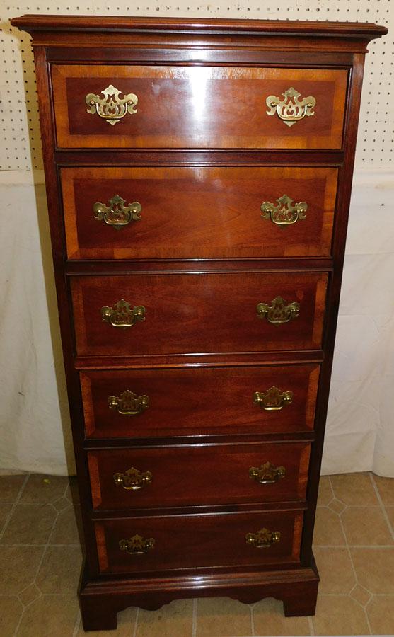Mah Banded Inlay 6 Drawer Lingerie Chest By Dixie: Mahogany Banded Inlay 6 Drawer Lingerie Chest By Dixie . 24" W 19" D 56 1/2" H