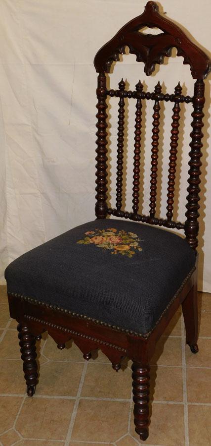Victorian Walnut Spool Turned NP Seat Side Chair (1 of 4)