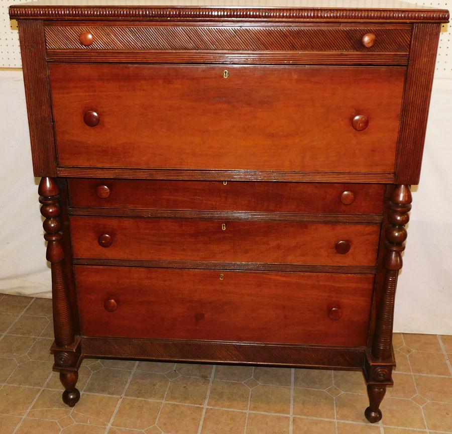 19th C Cherry Sheraton 5 Drawer Chest (1 of 8)