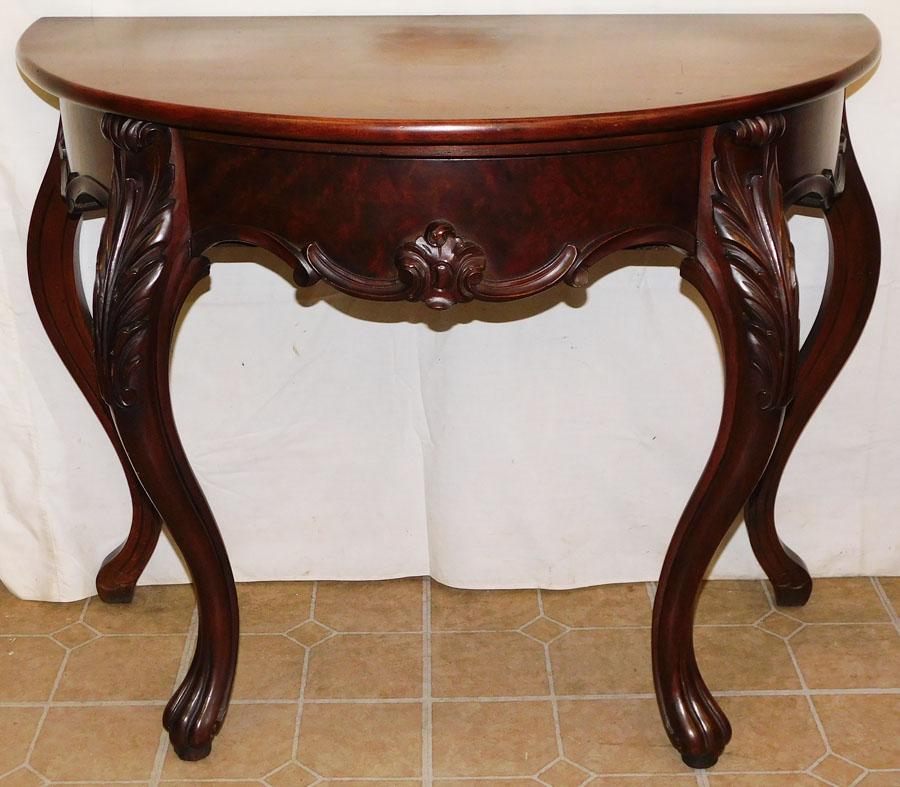 Walnut Carved Demilune Console (1 of 5)