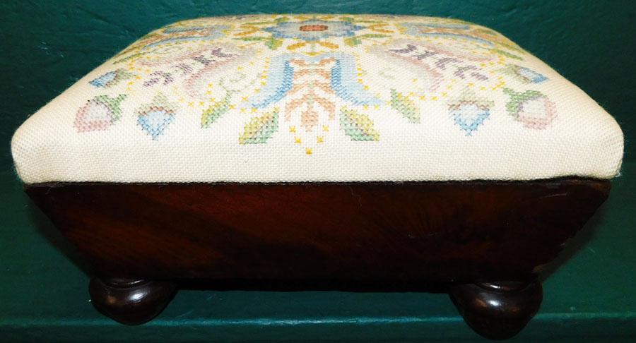 Victorian Needlepoint Foot Stool (1 of 3)