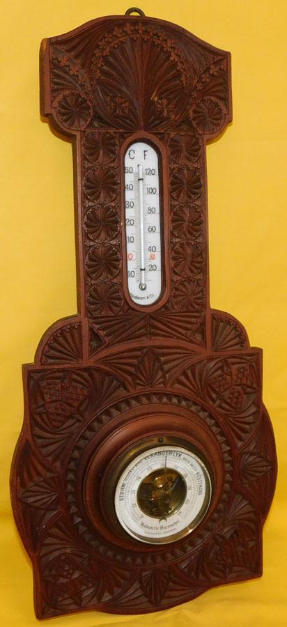 Walnut Carved English Barometer (1 of 4)