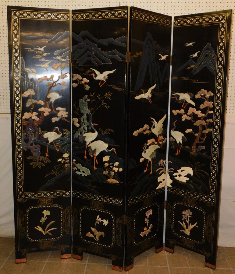 4 Panel Black Lacquered Room Divider (1 of 8)