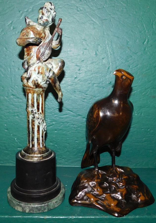 Two Metal Sculptures Of Cupid and Eagle (1 of 2)