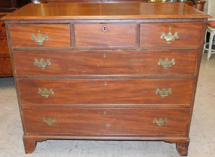 19th C Mahogany 3/3 Drawer Chest: 19th C Mahogany 3/3 Drawer Chest. 46 3/4" W 21" D 39" H