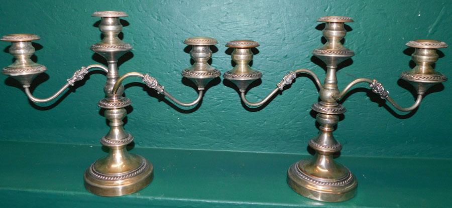 Pair Silver Plated Candelabras (1 of 3)