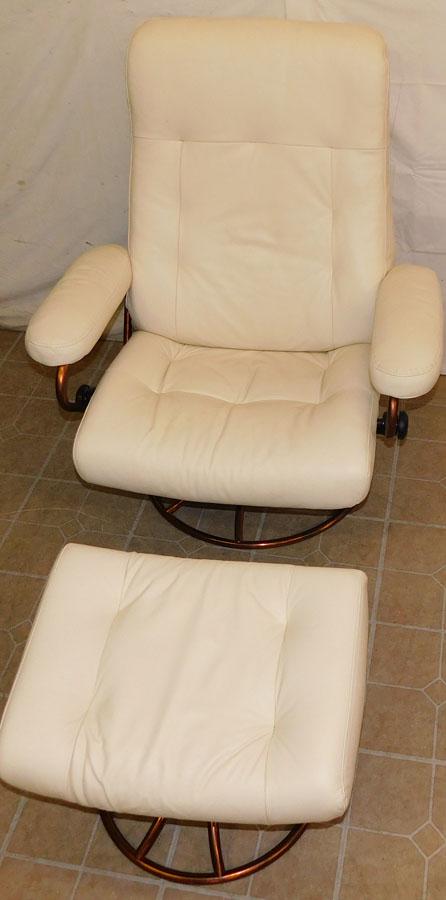 MCM Leather & Chrome Stress Less Recliner & Ottoman By (1 of 5)