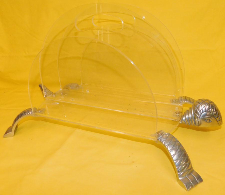 Lucite & Aluminum Turtle Magazine Rack (1 of 2)