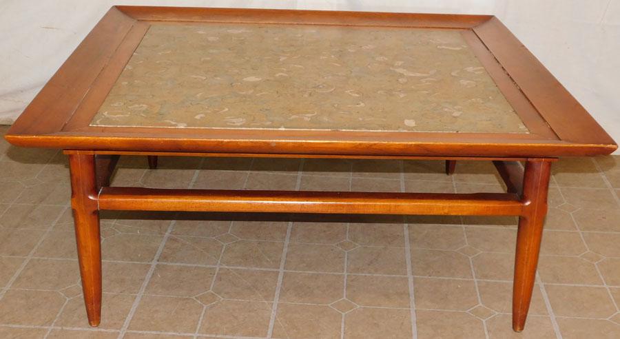 MCM Walnut Coffee Table W/ Marble Insert (1 of 3)