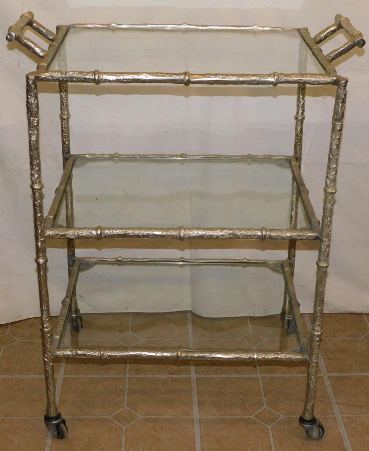 Cast Aluminum & Glass Top Tea Cart (1 of 3)