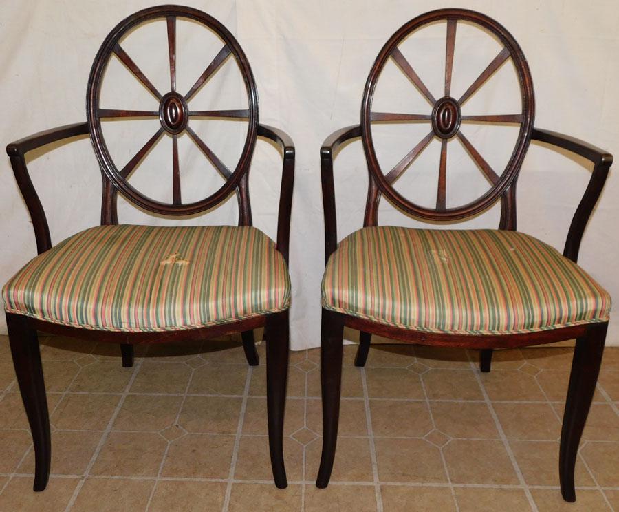 Pair Wheel Back Mahogany Arm Chairs (1 of 5)
