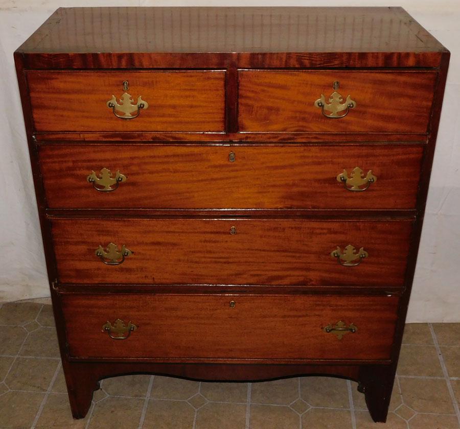 19th C Mahogany Inlay 2/3 Drawer Chest (1 of 6)