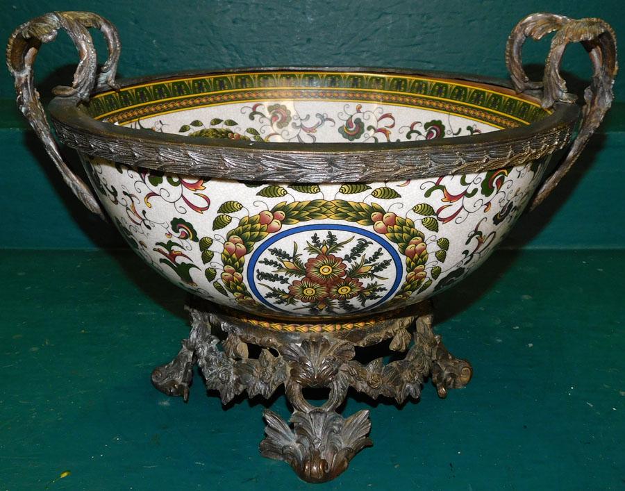 Bronze & Porcelain Paint Decorated Bowl (1 of 4)