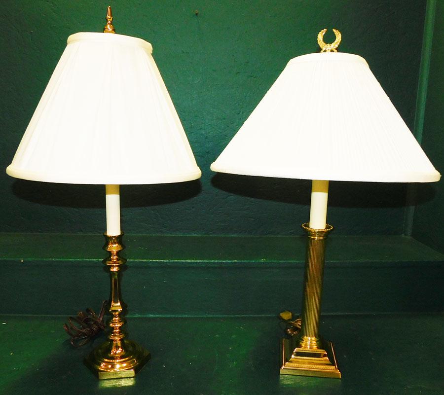 Two Brass Baldwin Candlestick Lamps (1 of 4)