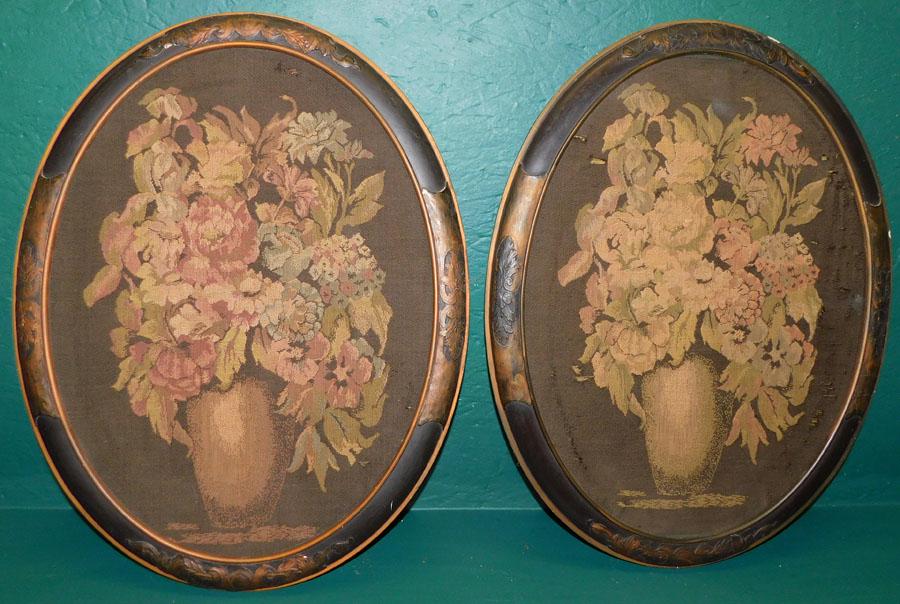 Two Framed Oval Needlework Panels (1 of 3)