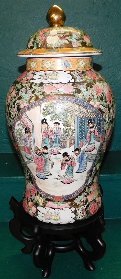 Oriental Porcelain Covered Urn On Stand (1 of 5)