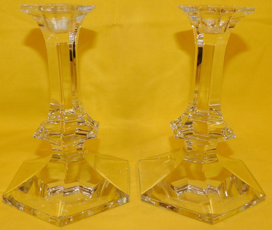 Pair Val St Lambert Glass Candlesticks (1 of 3)