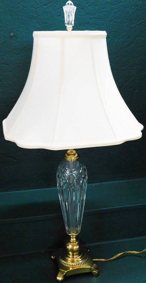 Brass & Cut Waterford Lamp with Waterford Finial (1 of 3)
