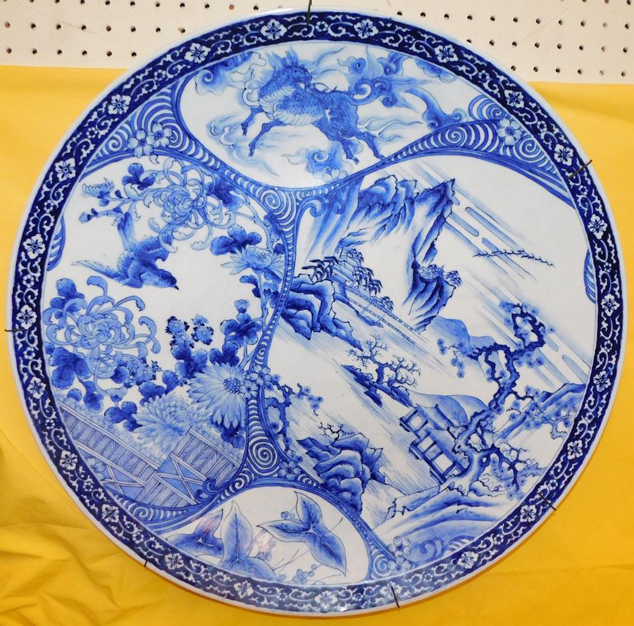Large Oriental Blue & White Charger (1 of 2)
