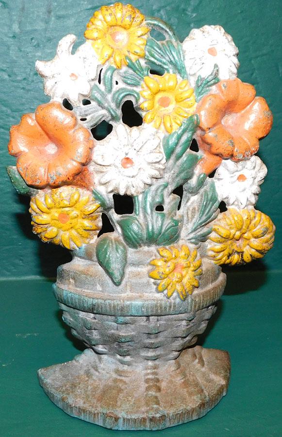 Original Paint Cast Iron Flower Basket Door Stop (1 of 2)