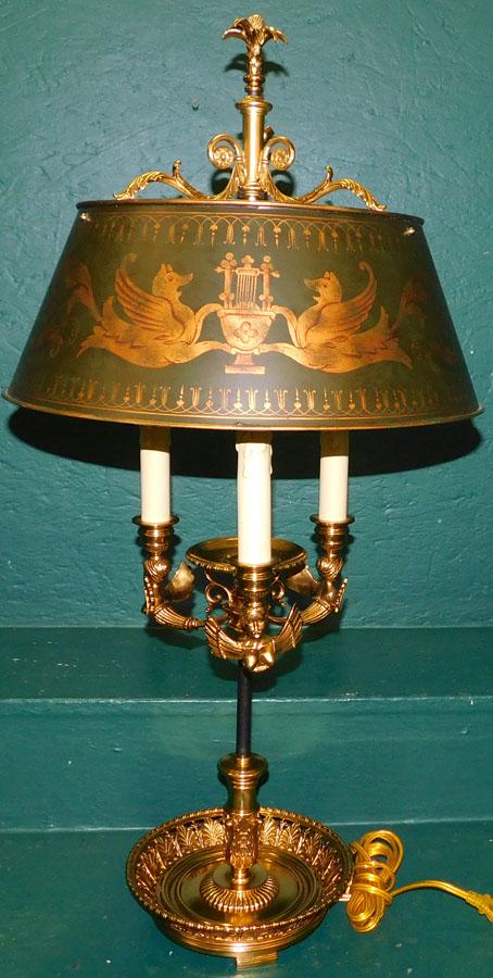 Tole Paint Decorated Gilt Bronze Boullouitte Lamp (1 of 4)